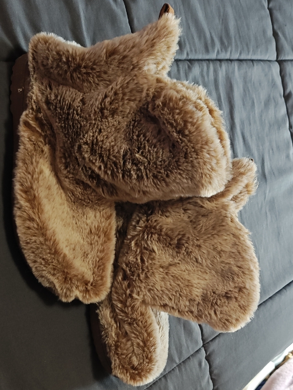 Plush Faux Fur Slippers - Brown
